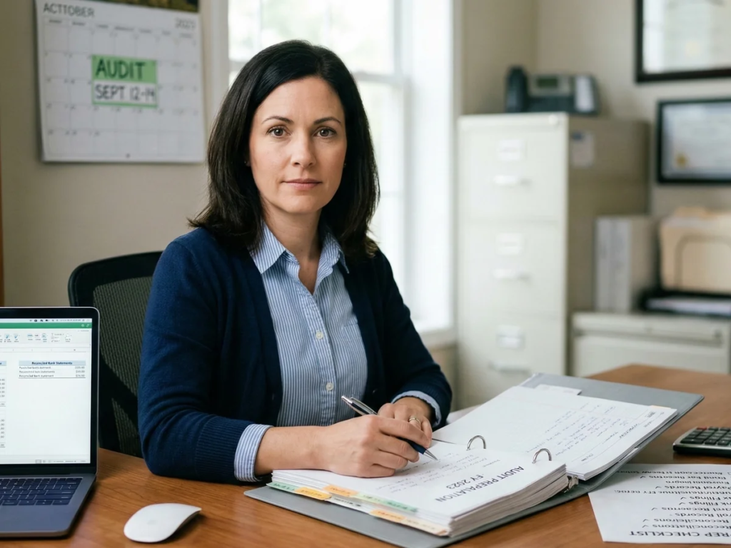 Small business owner preparing organized financial documents for an audit — Proxy Financial